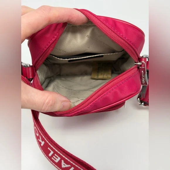 Michael Kors NWT Raspberry Nylon Crossbody and Greenwich Pink Zebra Wallet Set - Picture 6 of 11